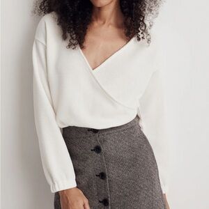 Madewell Ottoman Knit Wrap Top, Antique Cream Color, Size XS